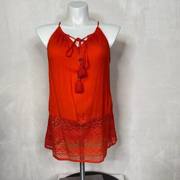 NWT 7th Ave New York & Co. Tassel Tie Crochet Top - Picture 1 of 8